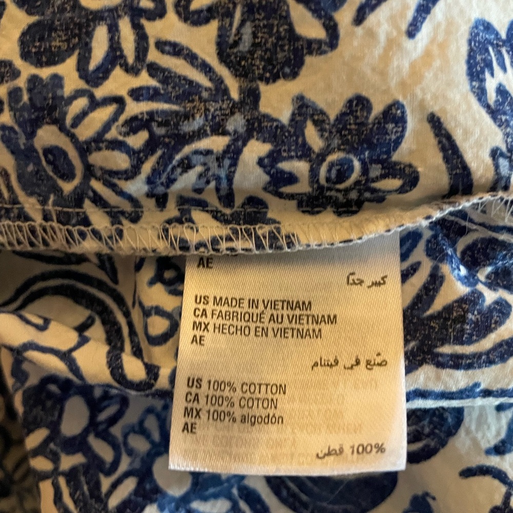 Charter Club Blue and White Floral Button Down Shirt - Picture 6 of 6